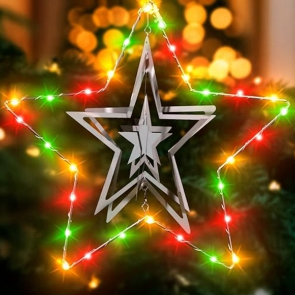 Hepside 2 Pack Christmas Window Star Lights Decorations Battery Operated w/Timer - Picture 1 of 6